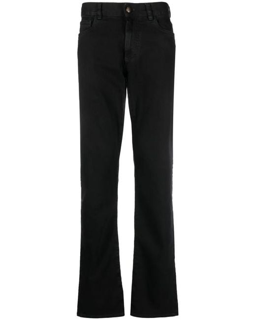 Canali Black Logo-Patch Slim-Fit Trousers for men