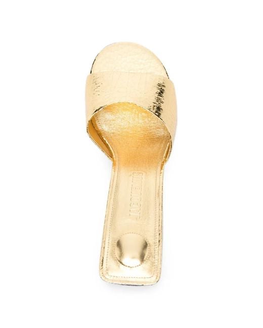 Jacquemus Metallic The Cubisto Cracked-Effect Heeled Sandals
