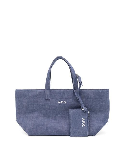A.P.C. Blue Logo-Embroidered Tote Bag