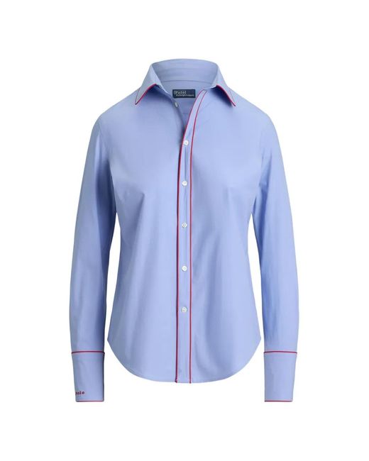 Polo Ralph Lauren Blue Contrast-Piping Stretch Shirt
