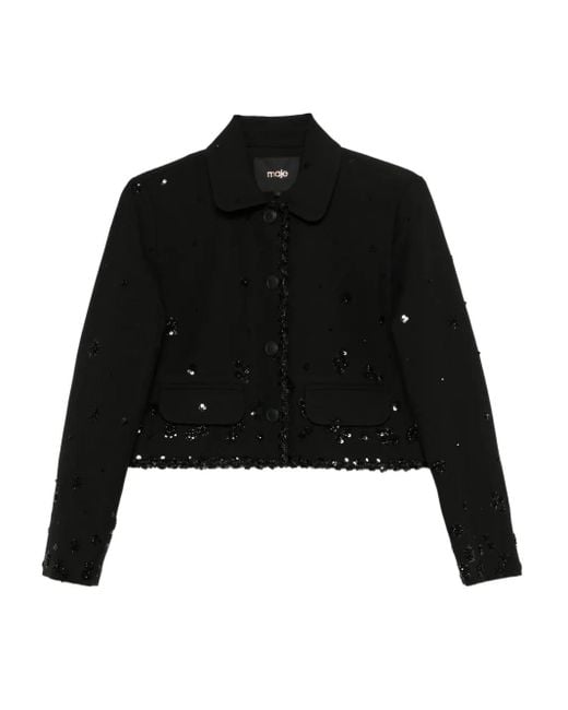 Maje Black Sequin-Embellished Jacket