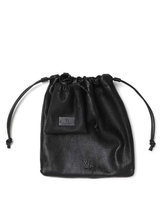Y's Yohji Yamamoto Black Logo-Appliqué Clutch Bag