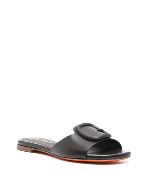 Santoni Brown Decorative-Buckle Slides