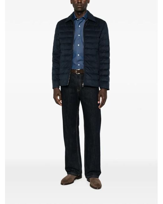 Herno Blue Zipped Nylon Jacket for men