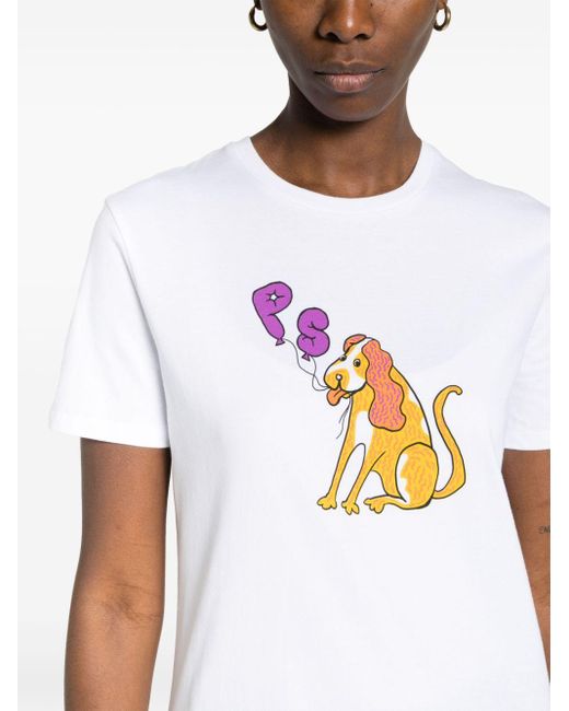 PS by Paul Smith White Spaniel Cotton T-shirt