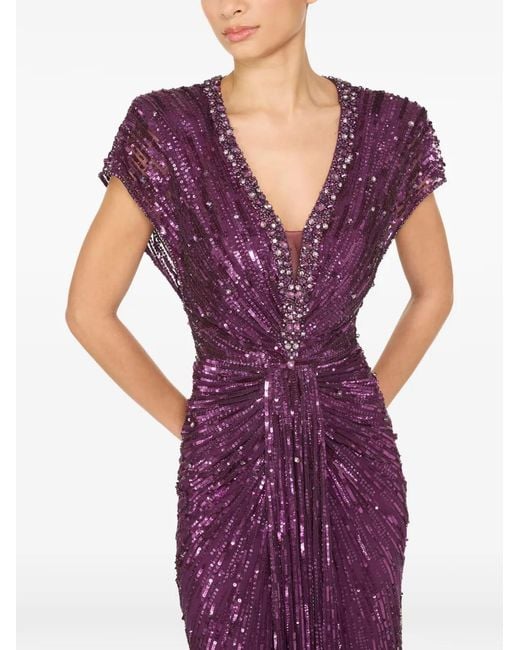 Jenny Packham Purple Lacie Sequin-Embellished Maxi Dress