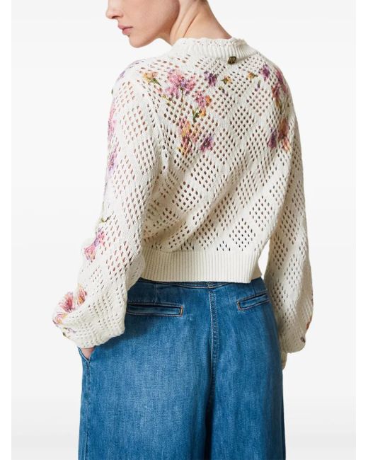 Twinset Natural Floral-Print Cardigan