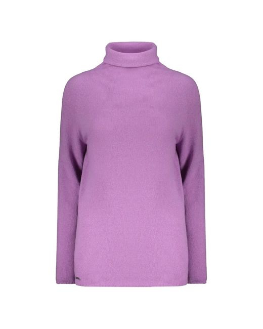Moorer Purple Roll-Neck Raglan-Sleeve Sweater