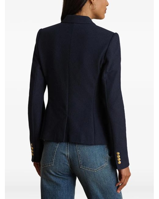 Ralph Lauren Blue Double-Breasted Piqué Blazer