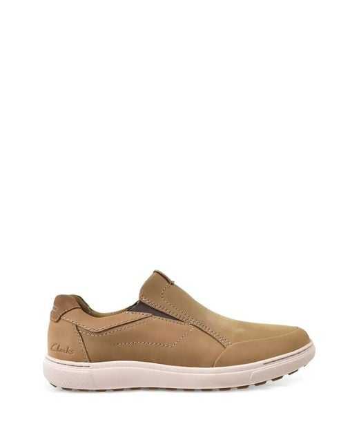 Clarks Brown Mapstone Step Leather Slip-On Sneakers for men