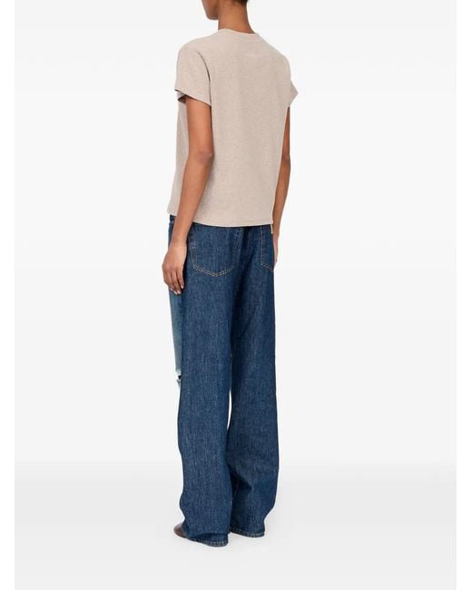 MM6 by Maison Margiela Gray Wool-Blend Rib-Jersey T-Shirt