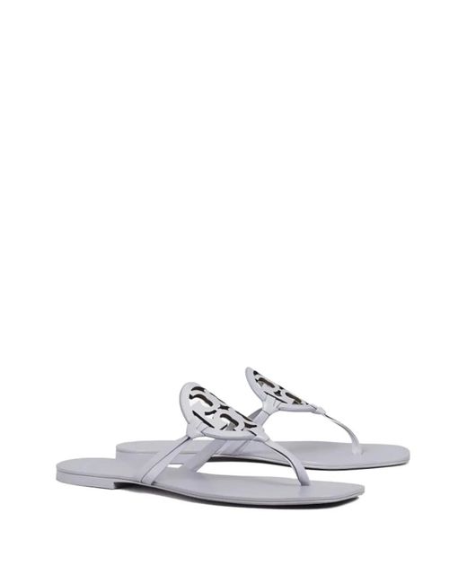 Tory Burch White Logo Miller Flip-Flops