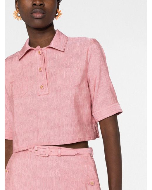 Gucci Pink Silk-wool Cropped Shirt