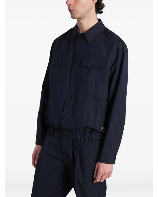 Grayed Blue Elasticated-Hem Jacket for men