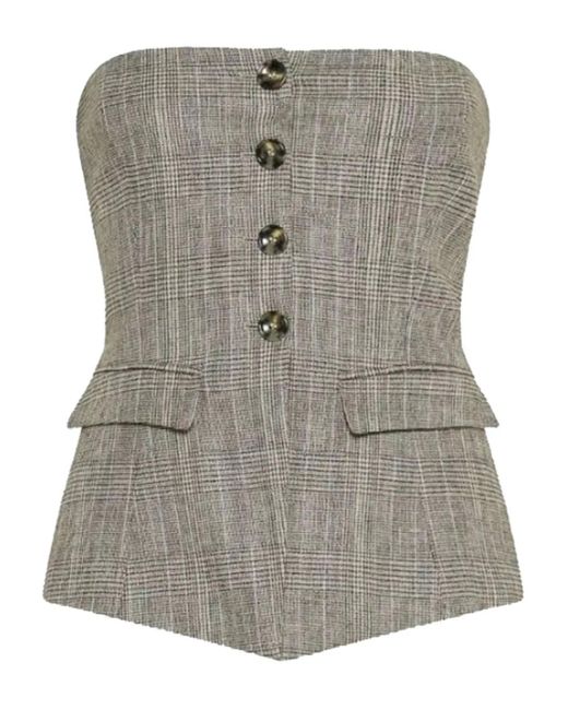 Marella Gray Fatuo Button-Front Top