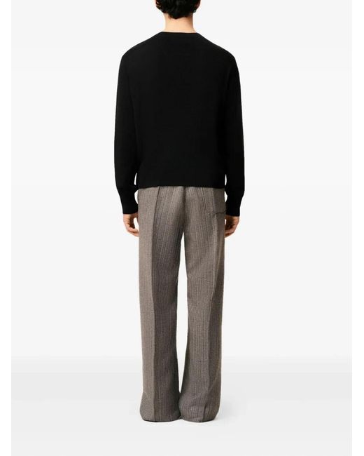 AMI Black Wool Crewneck Sweater With Contrasted Ami De Coeur for men