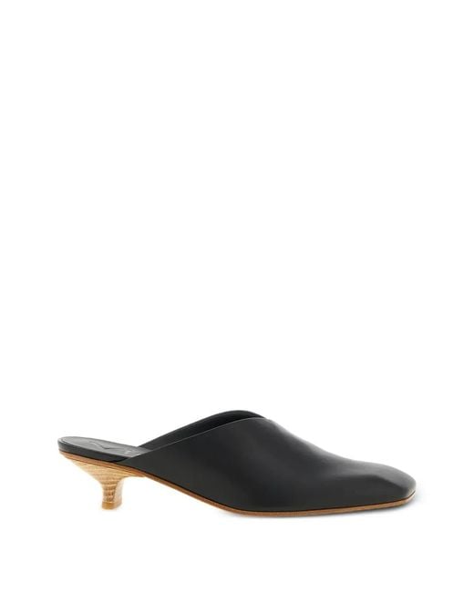 Vicini Black Square-Toe Kitten-Heel Mules