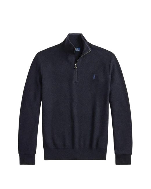Polo Ralph Lauren Blue Quarter-Zip Sweater for men