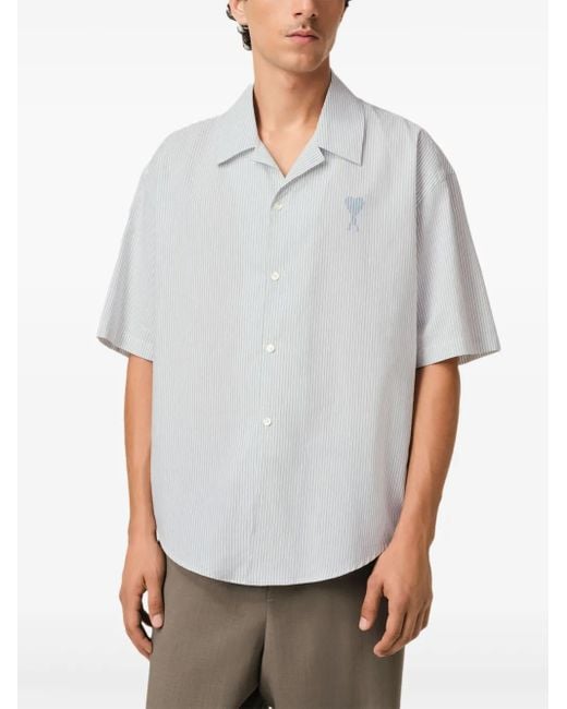 Camicia A Maniche Corte- Uomo di AMI in White da Uomo
