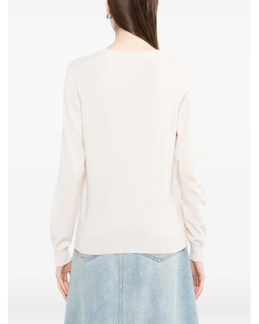 N.Peal Cashmere White Phoebe V-Neck Jumper