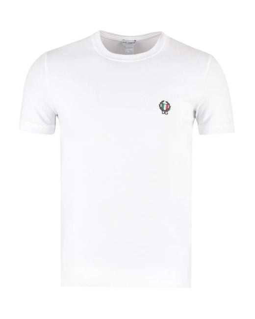 Dolce & Gabbana White Embroidered T-Shirt for men