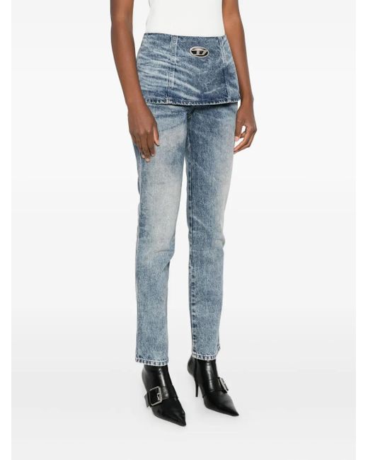 DIESEL Blue Overlapping-Detail Jeans