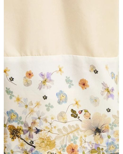 Munthe Natural Floral-Print Puff-Sleeve Top