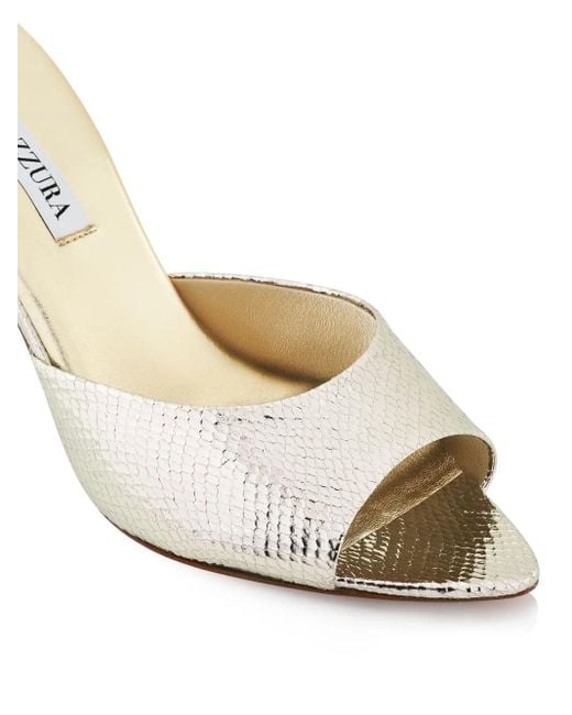 Aquazzura White Metallic Leather Open-Toe Mules