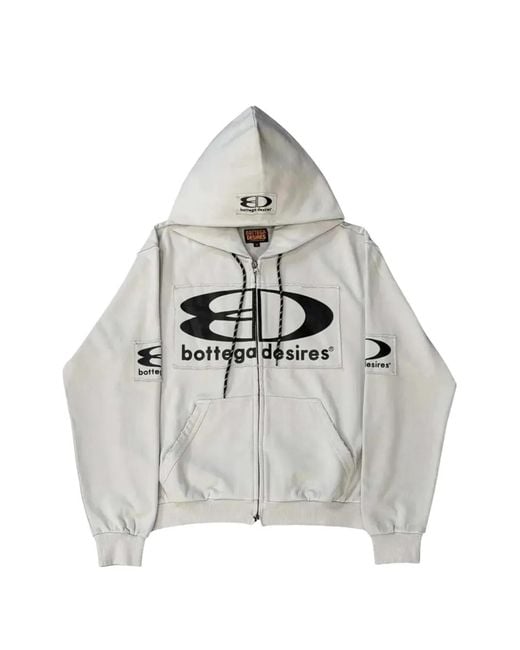Bottega Desires White Logo-Print Zip-Up Hoodie for men