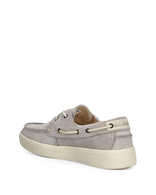 Napapijri White Bark Suede Boat Shoes for men