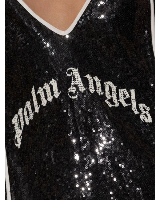 Palm Angels Black Sequinned Split-Detail Mini Dress