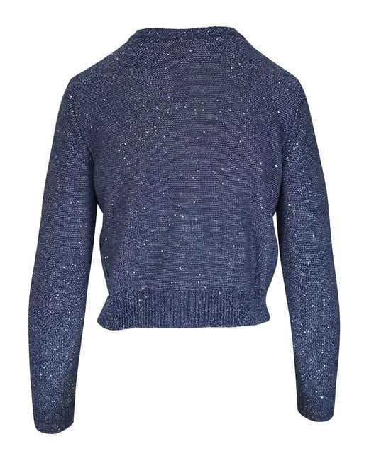 Akris Blue Button-Front Sequinned Cardigan