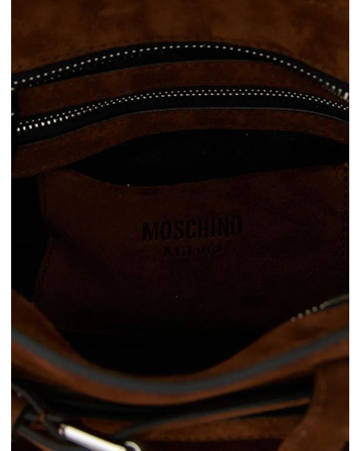 Moschino Brown Tie Me Tote Bag aus Wildleder mit Gürteldetail