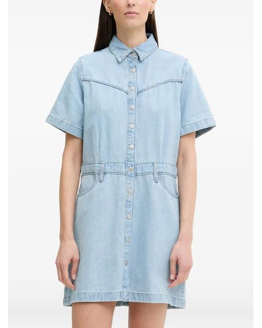 Levi's Blue Western-Yoke Button-Down Mini Dress