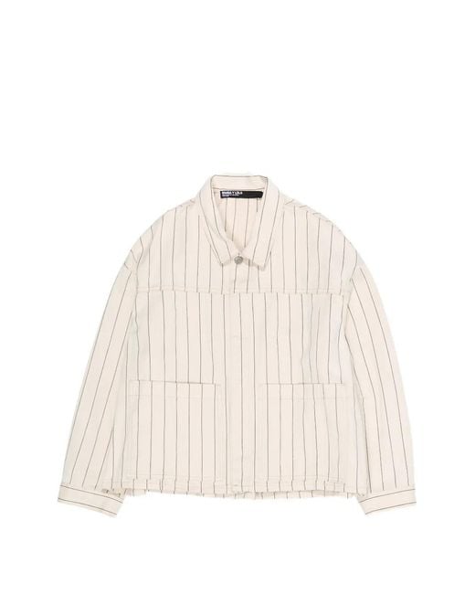 Bimba Y Lola Natural Striped Denim Jacket
