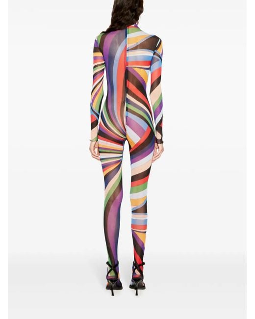 Emilio Pucci Blue Semi-Sheer Tulle Jumpsuit