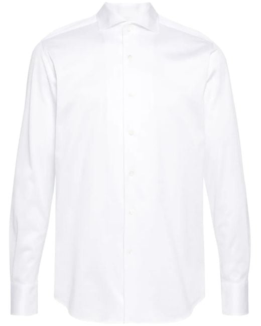 Canali White Spread-Collar Cotton Shirt for men