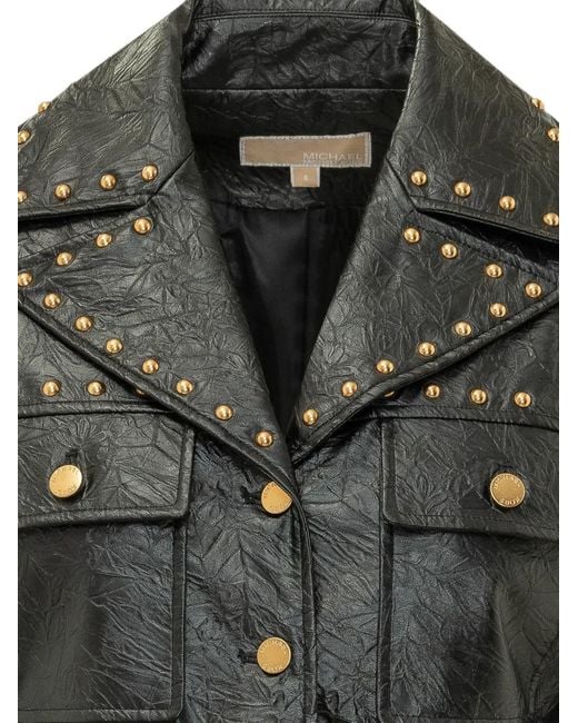 MICHAEL Michael Kors Black Crinkled Studded Jacket