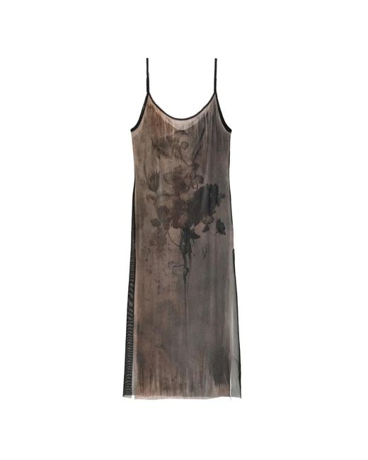 IA London Brown Robe Sans Manches À Fleurs