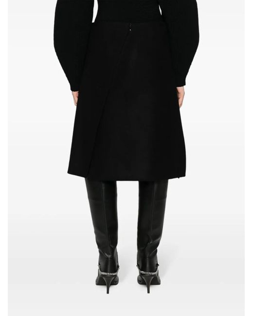 Stella McCartney Black Front-Split Felted A-Line Skirt
