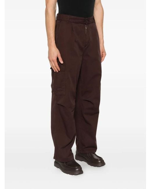Carhartt Brown Logo-Patch Trousers for men