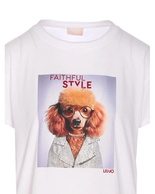 Liu Jo White Dog-Print T-Shirt