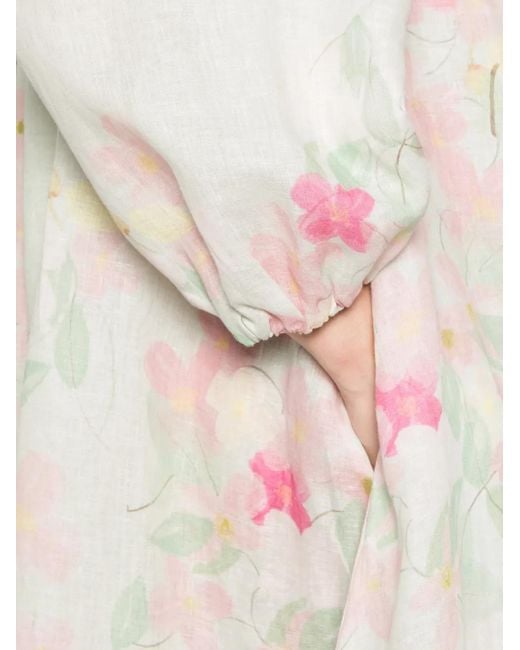 BERNADETTE White Bonnie Floral-Print Midi Dress