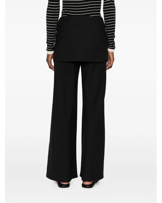 Enza Costa Black Twill Apron-Style Trousers