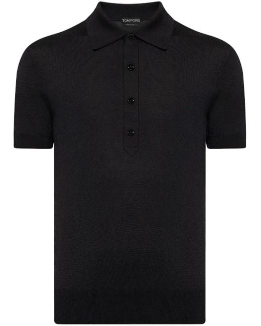 Tom Ford Black Silk Polo Shirt for men