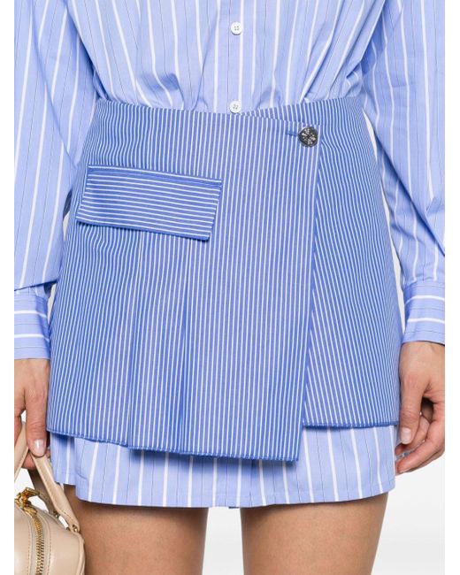 Maje Blue Striped Mini Shirt Dress