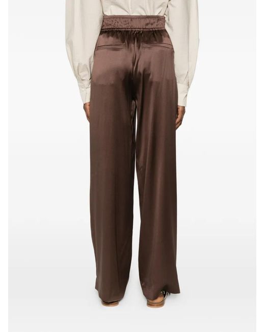 Brunello Cucinelli Brown Silk Trousers