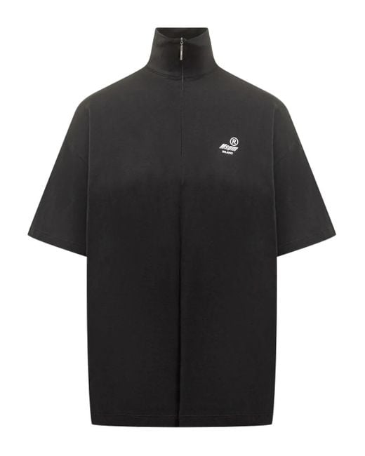 MSGM Black High Neck Jersey T-Shirt