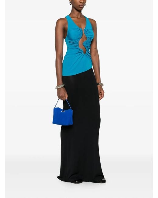 Christopher Esber Blue Mini Turn-Lock Suede Tote Bag