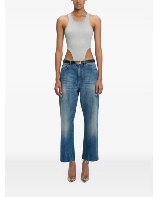 Victoria Beckham ハイレッグ ボディスーツ Blue